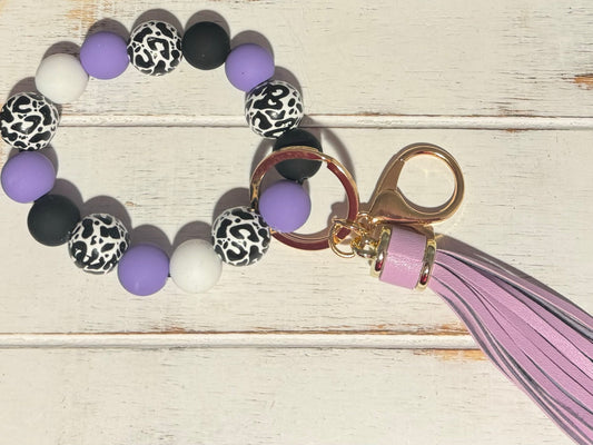 Purple, Black & Cheetah Stretch Keychain