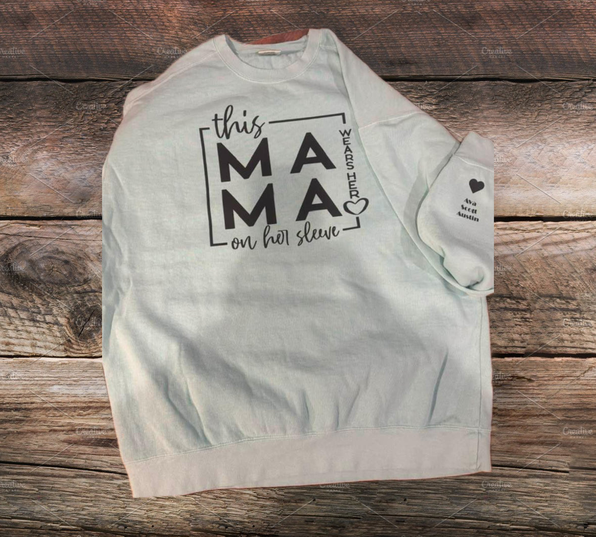 This mama wears her heart on her sleeve with custom names