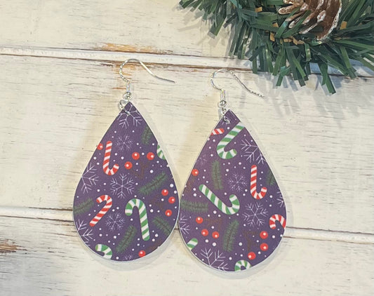 Purple Candy Cane and Snowflakes